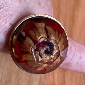 Brown and beige flower ring. Conversation piece for botany liver. Flexib…